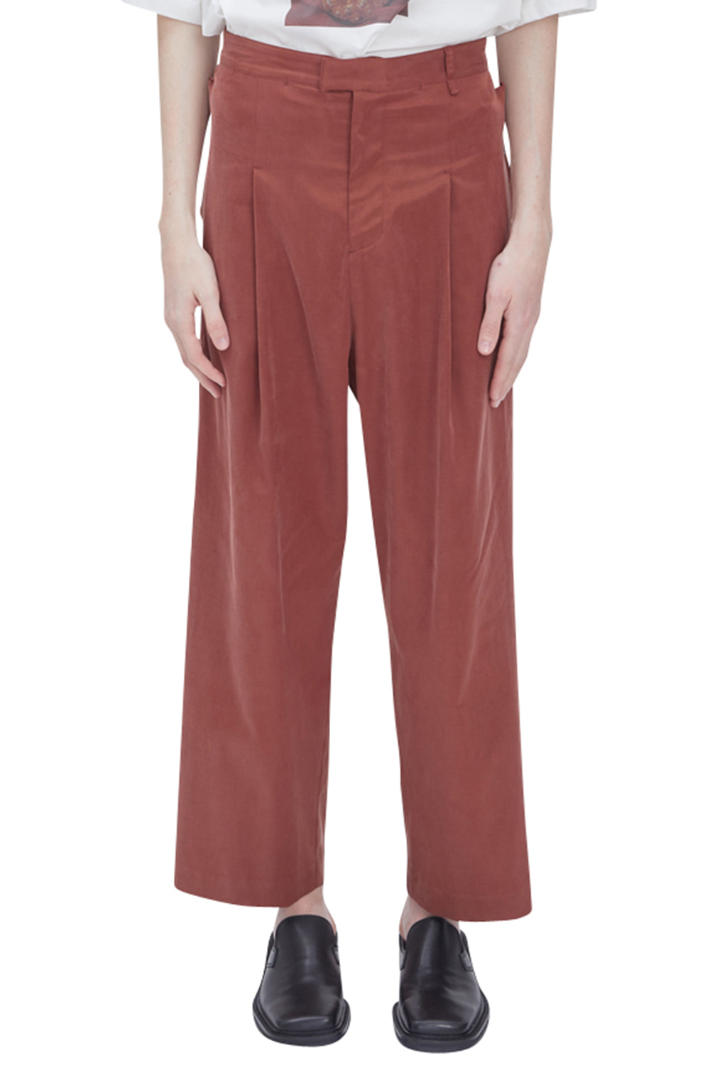 RED SIDE POCKET WIDE TROUSERS