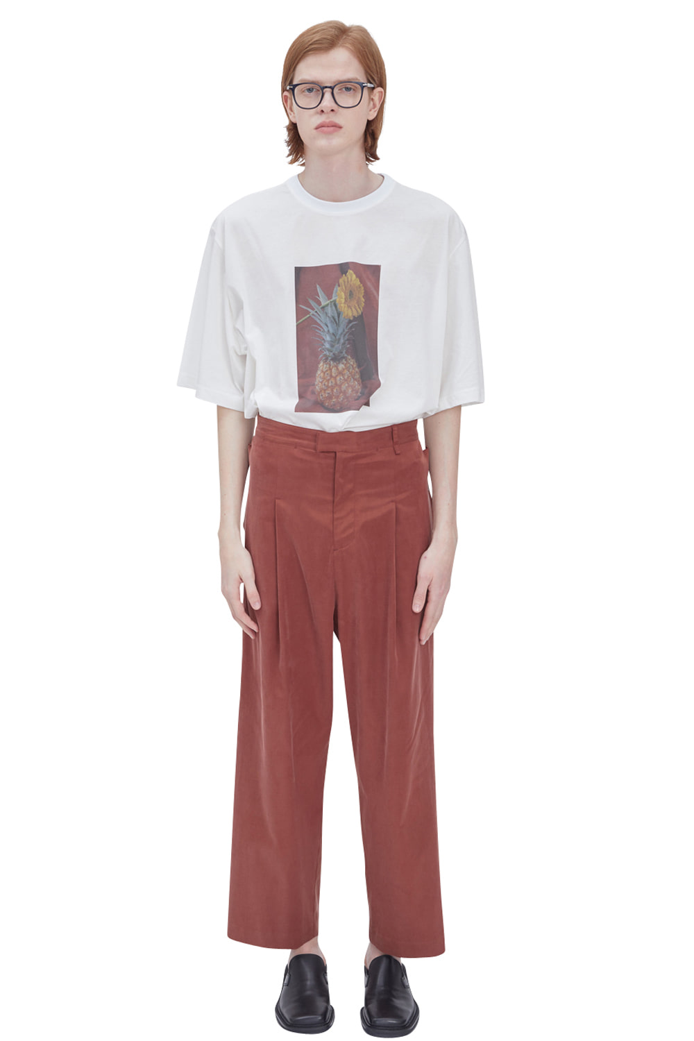 RED SIDE POCKET WIDE TROUSERS