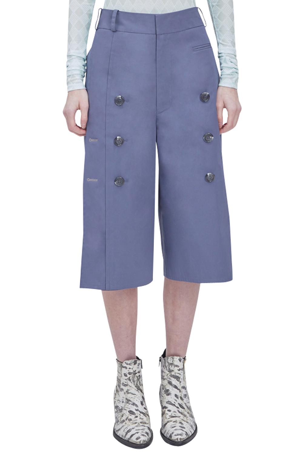 LIGHT BLUE TRENCH ANKLE PANTS