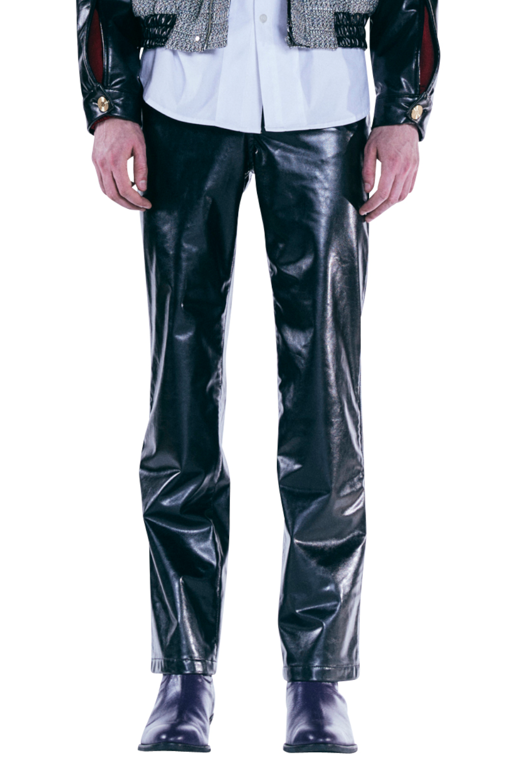 GLOSSY FAUX LEATHER PANTS