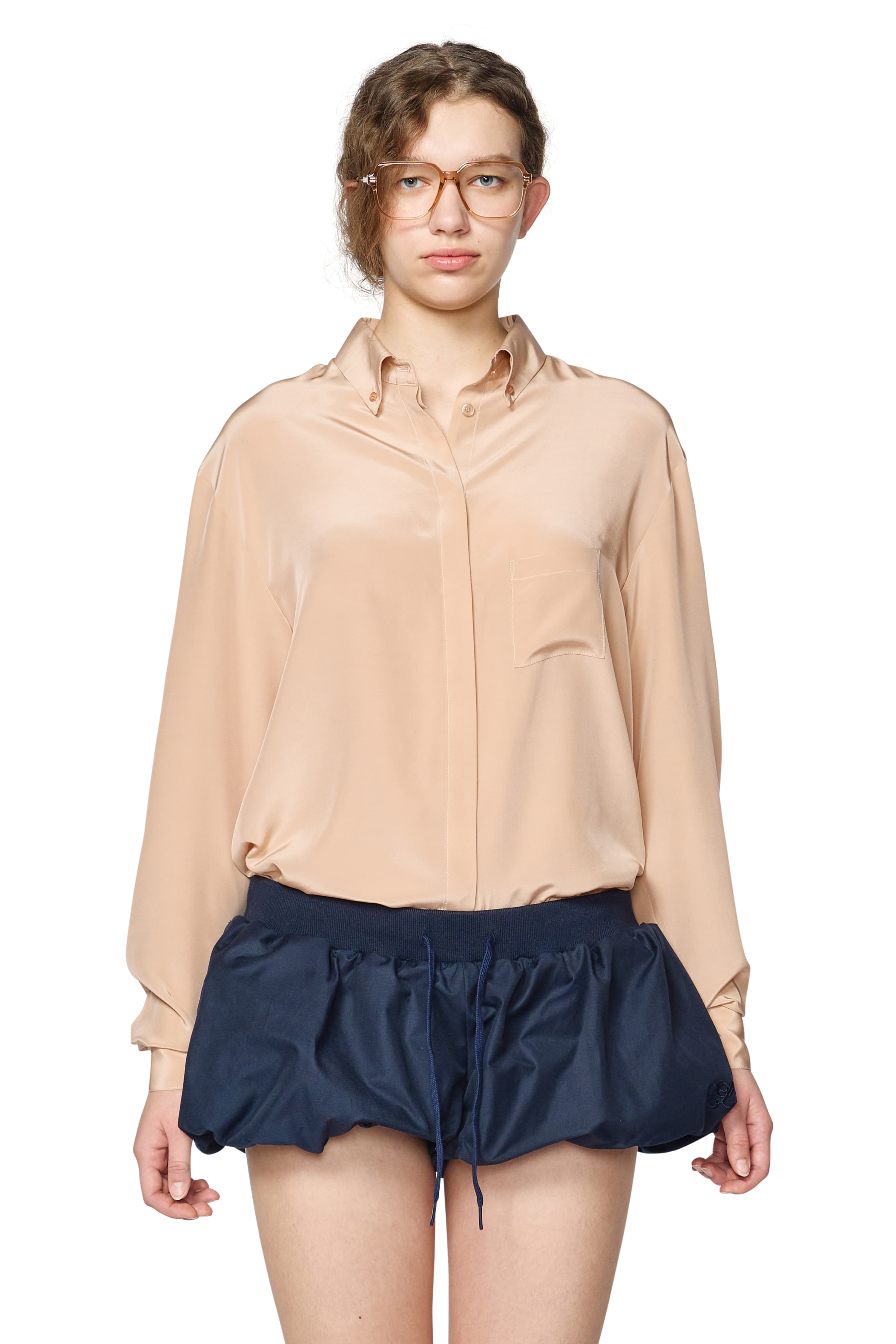 [ Delivery from 5/10 ] PINK FLUID SILK SHIRT
