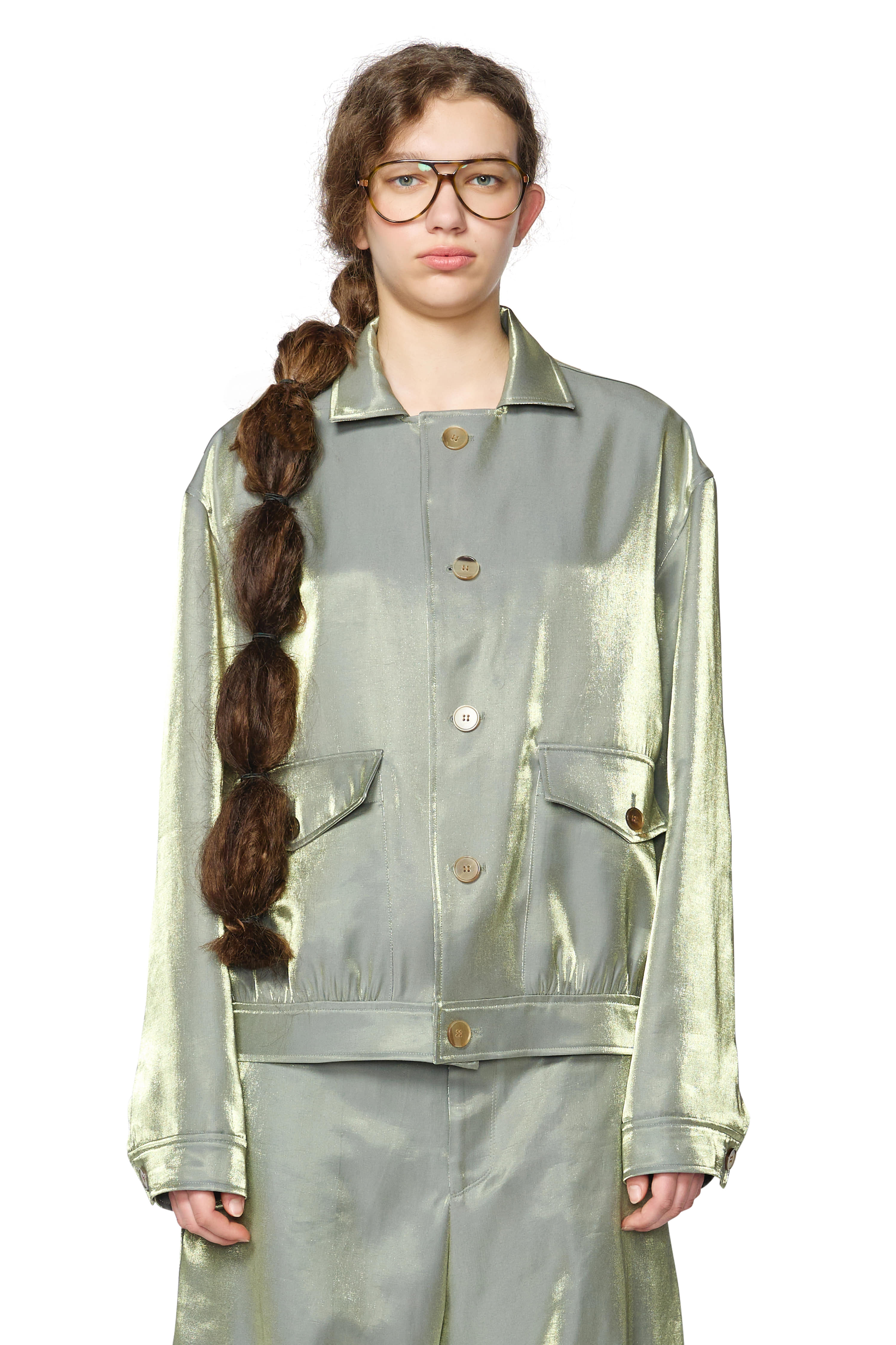 [ Delivery from 5/1 ] GLOSSY GREEN POCKET BLOUSON JACKET