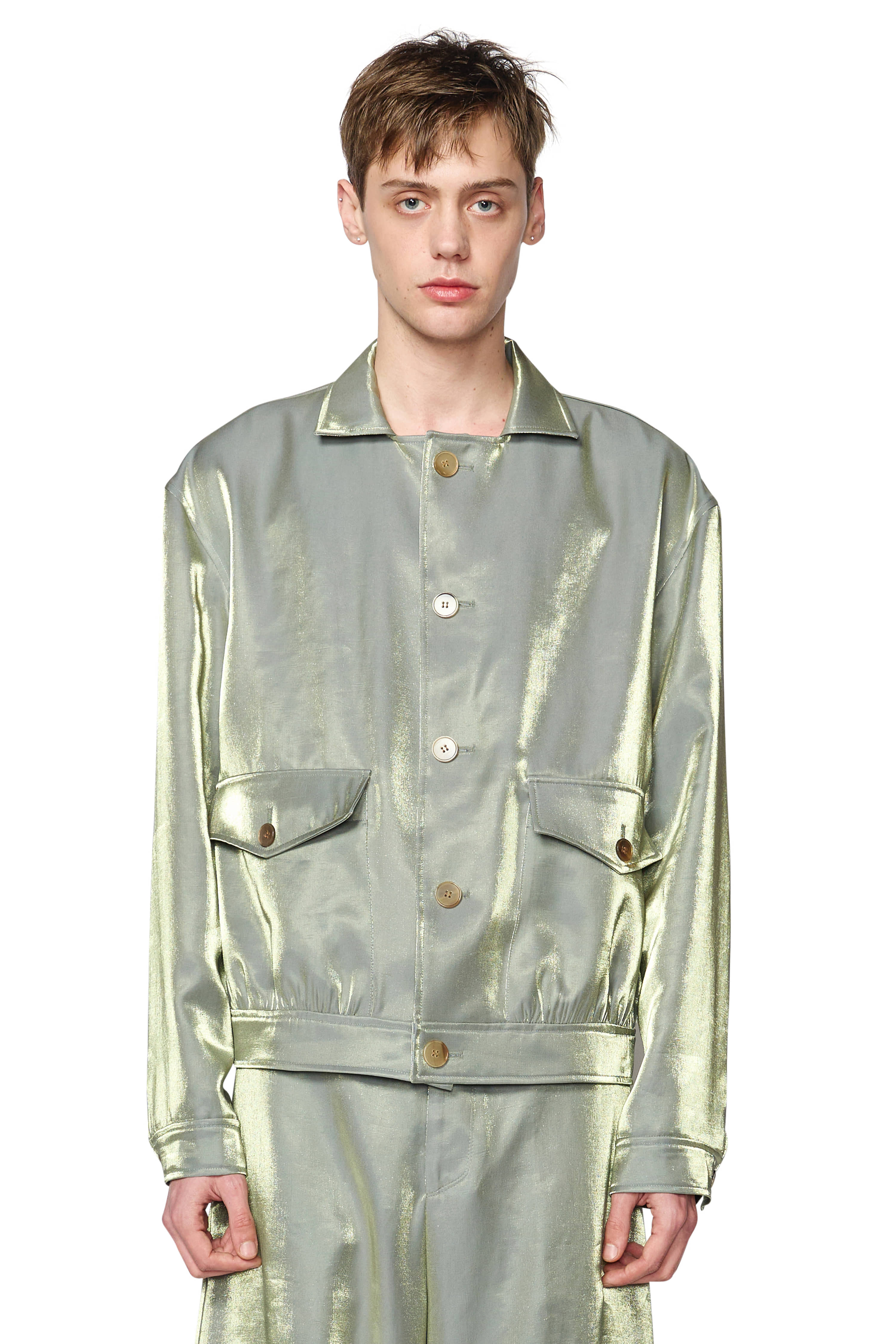 [ Delivery from 5/1 ] GLOSSY GREEN POCKET BLOUSON JACKET